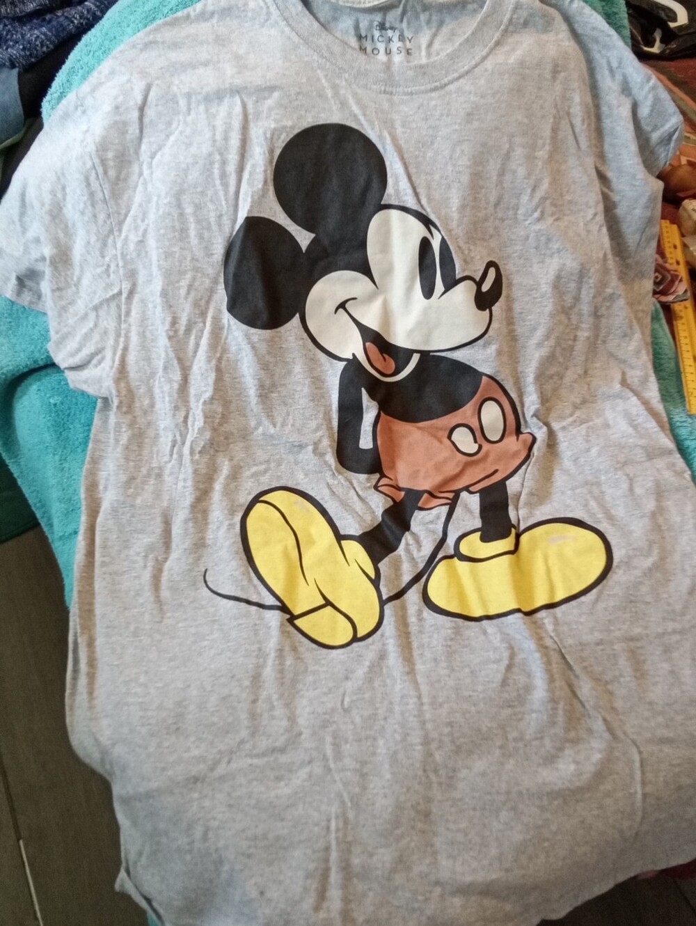 #6005 Disney Gray Mickey Mouse Graphic Tee with Yellow Shoes